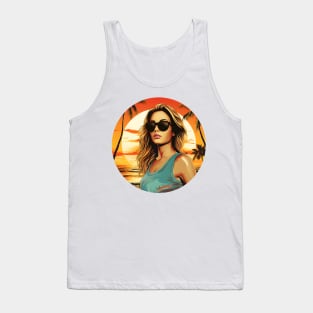 Summer Surfer Girl Sunset Tank Top